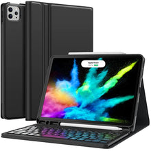 Laden Sie das Bild in den Galerie-Viewer, Earto Hülle mit Tastatur für iPad Air 4. Generation 2020 - iPad Pro 11 2021(3. Generation) - Abnehmbare kabellose Tastatur - iPad Air 4 10,9 Zoll 2020, iPad Pro 11 Zoll 2021/2020/2018, Schwarz