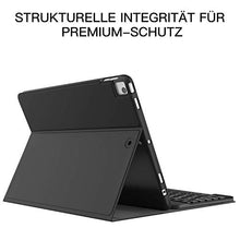 Laden Sie das Bild in den Galerie-Viewer, Earto Tastatur Hülle für iPad 8 Generation 2020 / iPad 7 gen 2019 10,2 Zoll, iPad Air 2019(3. Gen), iPad Pro 10,5 2017, Bluetooth QWERTZ Abnehmbare Tastatur, mit Pencil Halter