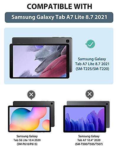 MoKo Tastatur Hülle Kompatibel mit Galaxy Tab A7 Lite 8,7 Zoll 2021(SM-T225/T220), PU Tablet Schutzhülle mit Abnehmbar Kabellos Tastatur QWERTY Layout, Schwarz