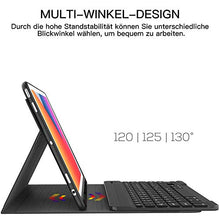Laden Sie das Bild in den Galerie-Viewer, Earto Tastatur Hülle für iPad 8 Generation 2020 / iPad 7 gen 2019 10,2 Zoll, iPad Air 2019(3. Gen), iPad Pro 10,5 2017, Bluetooth QWERTZ Abnehmbare Tastatur, mit Pencil Halter