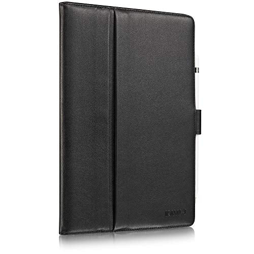 KAVAJ Lederhülle London geeignet für Apple iPad 8 iPad 7 2020/2019 10.2" Hülle Cover Schwarz aus echtem Leder mit Stifthalter. Dünnes Echtleder Smart Case Schutzhülle Tasche