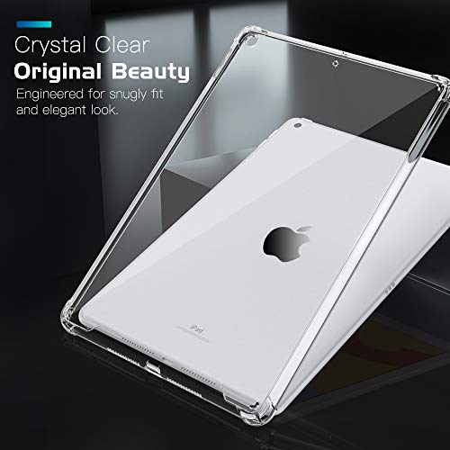 MoKo Hülle Kompatibel mit Neu iPad 8. Generation 10.2" 2020 / iPad 7. Generation 2019, Stoßfest Schutzhülle mit Verstärkt Ecken TPU Bumper Kratzfest Transparent Hart Rückseite Abdeckung - Transparent