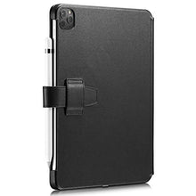 Laden Sie das Bild in den Galerie-Viewer, KAVAJ Lederhülle London geeignet für Apple iPad Pro 11" 2021/2020 Hülle Cover Schwarz aus echtem Leder mit Stifthalter. Dünnes Echtleder Smart Case Schutzhülle Tasche