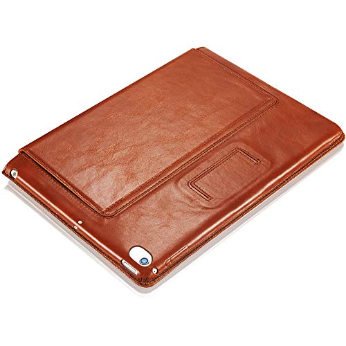 KAVAJ Lederhülle Hamburg geeignet für Apple iPad 8 iPad 7 2020/2019 10.2" Hülle Cover Cognac-Braun aus echtem Leder fünf Stand und Auto Schlaf/Aufwachen Funktionen. Dünnes Smart-Cover Schutzhülle