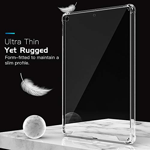 MoKo Hülle Kompatibel mit Neu iPad 8. Generation 10.2" 2020 / iPad 7. Generation 2019, Stoßfest Schutzhülle mit Verstärkt Ecken TPU Bumper Kratzfest Transparent Hart Rückseite Abdeckung - Transparent