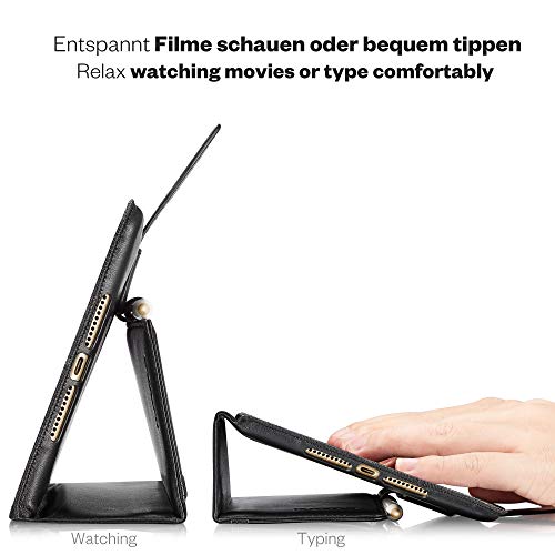 KAVAJ Lederhülle London geeignet für Apple iPad Mini 5 (2019) & 4 Hülle Echtleder Case Schwarz aus echtem Leder mit Stand und Auto Schlaf/Aufwachen Funktion. Dünnes Smart-Cover Schutzhülle