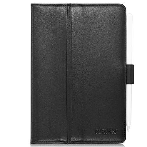 KAVAJ Lederhülle London geeignet für Apple iPad Mini 5 (2019) & 4 Hülle Echtleder Case Schwarz aus echtem Leder mit Stand und Auto Schlaf/Aufwachen Funktion. Dünnes Smart-Cover Schutzhülle