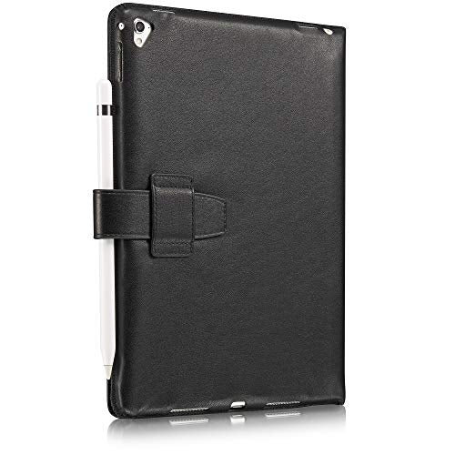 KAVAJ Lederhülle London geeignet für Apple iPad 8 iPad 7 2020/2019 10.2" Hülle Cover Schwarz aus echtem Leder mit Stifthalter. Dünnes Echtleder Smart Case Schutzhülle Tasche