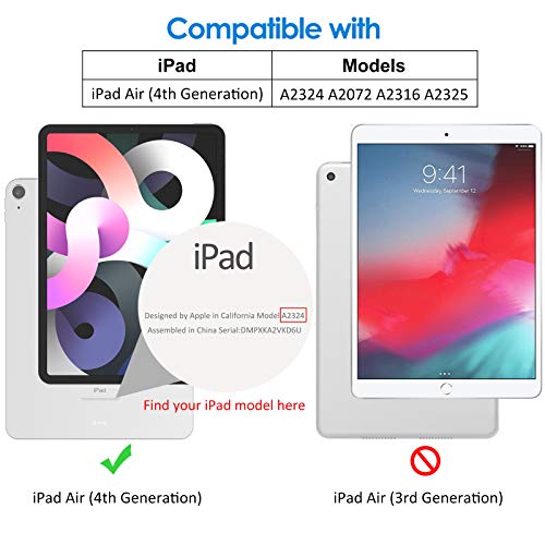 JETech Hülle Kompatibel mit iPad Air 4. Generation 2020 10,9 Zoll, Intelligent Schutzhülle mit Auto Schlafen/Wachen, Schwarz