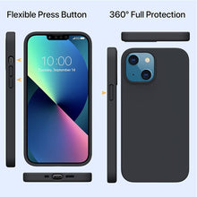 Laden Sie das Bild in den Galerie-Viewer, Miracase Flüssige Silikon Hülle kompatibel mit iPhone 13, 3 Schichte Silicone Handyhülle, Stoßfeste Schutzhülle Rundumschutz Cover Kratzfest Case, Unterstützt Kabelloses Laden, Schwarz