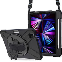 Laden Sie das Bild in den Galerie-Viewer, ProCase iPad Pro 11 Inch Case 2021 2020 2018, Rugged Heavy Duty Shockproof Cover with Hand Strap Shoulder Strap for iPad Pro 11" 3rd 2nd 1st Generation -Black