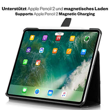 Laden Sie das Bild in den Galerie-Viewer, KAVAJ Lederhülle London geeignet für Apple iPad Pro 11" 2021/2020 Hülle Cover Schwarz aus echtem Leder mit Stifthalter. Dünnes Echtleder Smart Case Schutzhülle Tasche