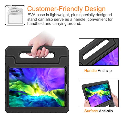Fintie Case for iPad Air 4th Generation 10.9" 2020, iPad Pro 11-inch (3rd generation) 2021 / iPad Pro 11 2020 & 2018 - Kiddie Lightweight Shockproof Kids Friendly Stand Cover, Pencil Holder, Black