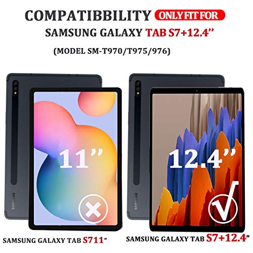 Zanfee Tastaturhülle für Samsung Tab S7+/Tab S7 Plus 12,5 Zoll, magnetisch abnehmbare Bluetooth-Tastatur mit Schutzhülle für Samsung Galaxy Tab S7 Plus 2020 (SM-T970/T975/T976), Schwarz