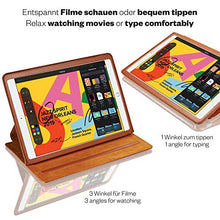 Laden Sie das Bild in den Galerie-Viewer, KAVAJ Lederhülle Hamburg geeignet für Apple iPad 8 iPad 7 2020/2019 10.2" Hülle Cover Cognac-Braun aus echtem Leder fünf Stand und Auto Schlaf/Aufwachen Funktionen. Dünnes Smart-Cover Schutzhülle
