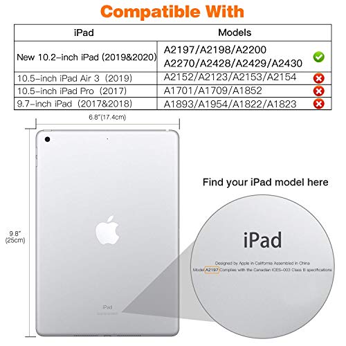 MoKo Hülle Kompatibel mit Neu iPad 8. Generation 10.2" 2020 / iPad 7. Generation 2019, Stoßfest Schutzhülle mit Verstärkt Ecken TPU Bumper Kratzfest Transparent Hart Rückseite Abdeckung - Transparent