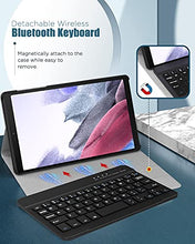 Laden Sie das Bild in den Galerie-Viewer, MoKo Tastatur Hülle Kompatibel mit Galaxy Tab A7 Lite 8,7 Zoll 2021(SM-T225/T220), PU Tablet Schutzhülle mit Abnehmbar Kabellos Tastatur QWERTY Layout, Schwarz