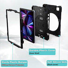 Laden Sie das Bild in den Galerie-Viewer, ProCase iPad Pro 11 Inch Case 2021 2020 2018, Rugged Heavy Duty Shockproof Cover with Hand Strap Shoulder Strap for iPad Pro 11" 3rd 2nd 1st Generation -Black