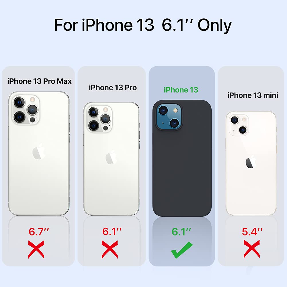 Miracase Flüssige Silikon Hülle kompatibel mit iPhone 13, 3 Schichte Silicone Handyhülle, Stoßfeste Schutzhülle Rundumschutz Cover Kratzfest Case, Unterstützt Kabelloses Laden, Schwarz