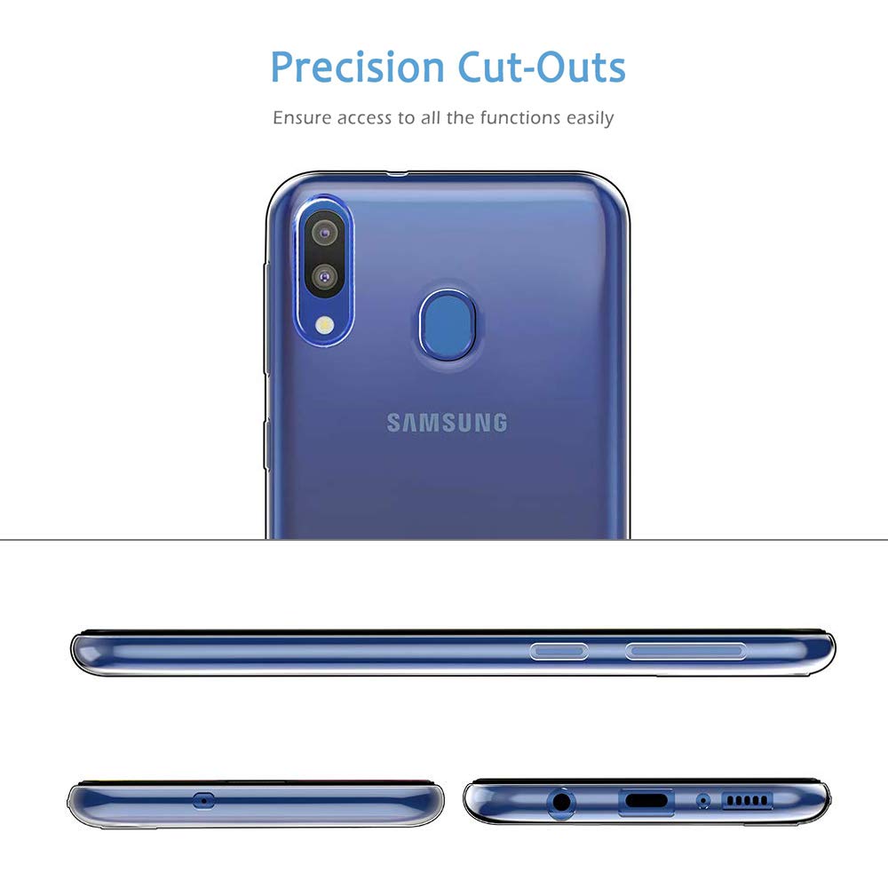 Amonke Transparent Kompatibel mit Samsung Galaxy M20 Hülle Silikon Durchsichtig Handyhülle TPU Dünn Stoßfest Fallschutz Bumper Slim Case Cover Schutzhülle für Samsung M20 6,3''