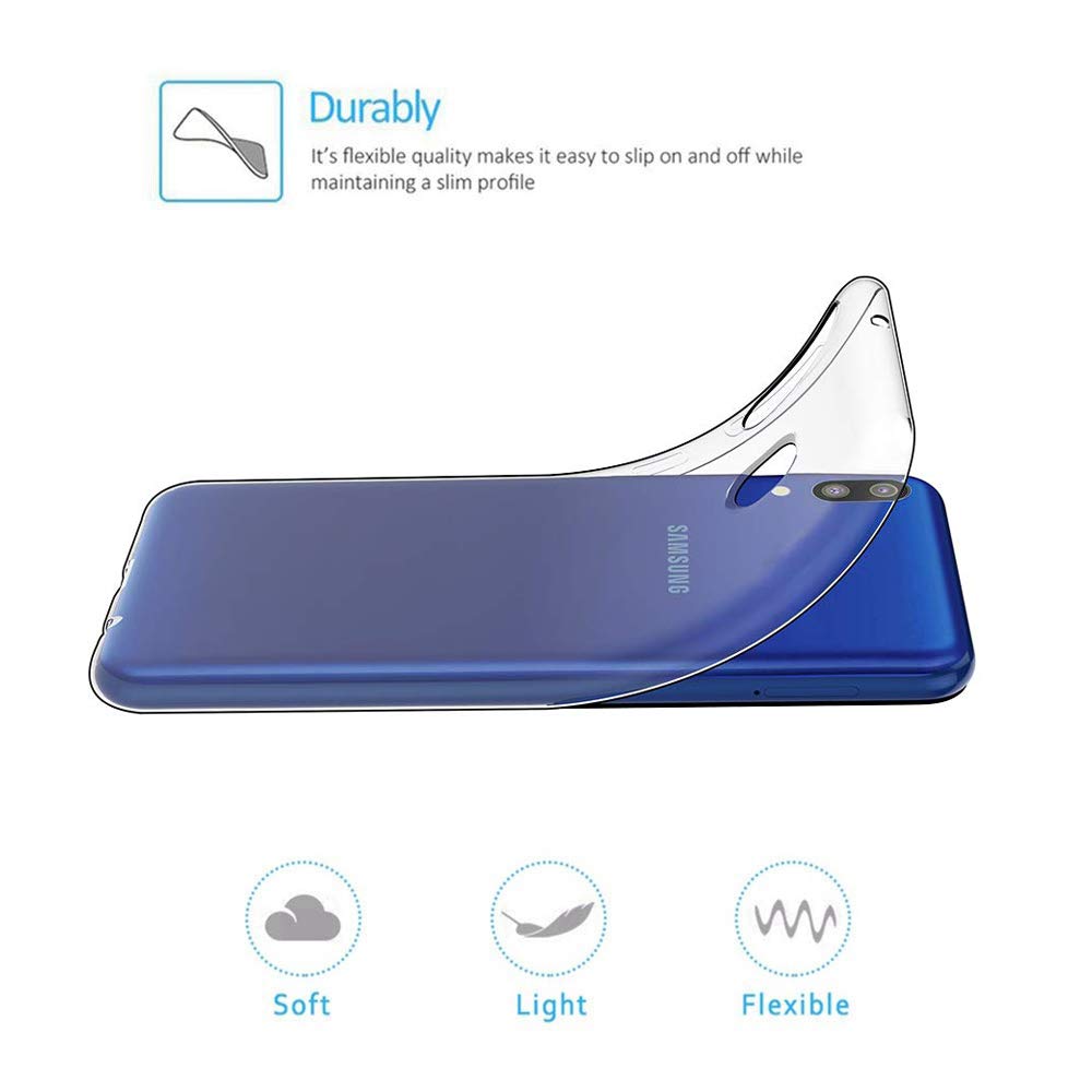 Amonke Transparent Kompatibel mit Samsung Galaxy M20 Hülle Silikon Durchsichtig Handyhülle TPU Dünn Stoßfest Fallschutz Bumper Slim Case Cover Schutzhülle für Samsung M20 6,3''