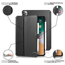 Laden Sie das Bild in den Galerie-Viewer, KAVAJ Lederhülle London geeignet für Apple iPad Pro 11" 2021/2020 Hülle Cover Schwarz aus echtem Leder mit Stifthalter. Dünnes Echtleder Smart Case Schutzhülle Tasche