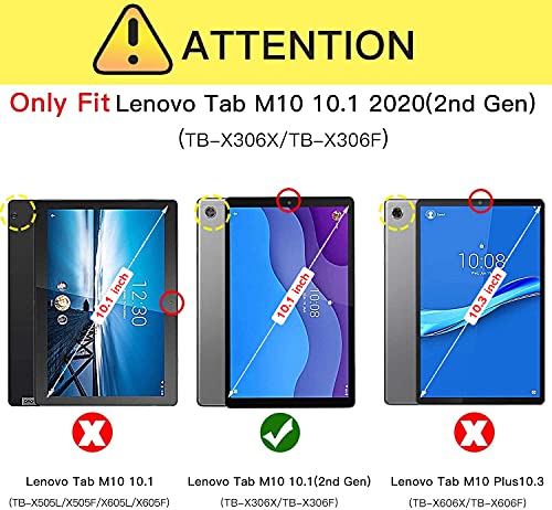 DLveer Hülle für Lenovo Tab M10 HD 2nd Gen 10.1 Zoll TB-X306F/TB-X306X Tablet,Slim PU Leder Smart Schutzhülle mit Auto Schlaf/wach Funktion,Unzutreffend für Lenovo M10 TB-X505/TB-X606,Schwarz