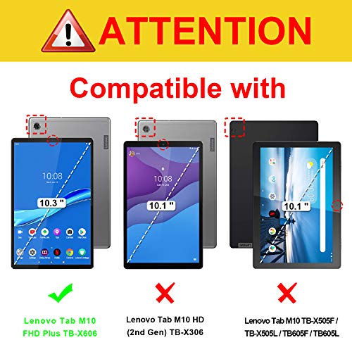 Fintie Tastatur Hülle für Lenovo Tab M10 FHD Plus/Smart Tab M10 FHD Plus 10.3 Zoll TB-X606, Slim Schutzhülle mit magnetisch Abnehmbarer Deutsches QWERTZ Bluetooth Keyboard, Schwarz
