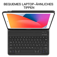 Laden Sie das Bild in den Galerie-Viewer, Earto Tastatur Hülle für iPad 8 Generation 2020 / iPad 7 gen 2019 10,2 Zoll, iPad Air 2019(3. Gen), iPad Pro 10,5 2017, Bluetooth QWERTZ Abnehmbare Tastatur, mit Pencil Halter
