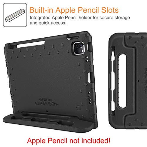Fintie Case for iPad Air 4th Generation 10.9" 2020, iPad Pro 11-inch (3rd generation) 2021 / iPad Pro 11 2020 & 2018 - Kiddie Lightweight Shockproof Kids Friendly Stand Cover, Pencil Holder, Black