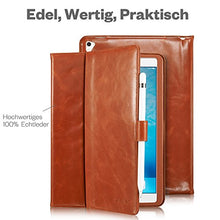 Laden Sie das Bild in den Galerie-Viewer, KAVAJ Lederhülle London geeignet für Apple iPad 8 iPad 7 2020/2019 10.2" Hülle Cover Cognac-Braun aus echtem Leder mit Stifthalter. Dünnes Echtleder Smart Case Schutzhülle Tasche