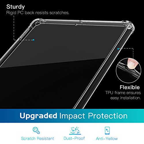 MoKo Hülle Kompatibel mit Neu iPad 8. Generation 10.2" 2020 / iPad 7. Generation 2019, Stoßfest Schutzhülle mit Verstärkt Ecken TPU Bumper Kratzfest Transparent Hart Rückseite Abdeckung - Transparent