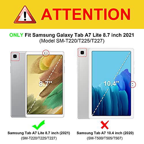 Fintie Slim Case for Samsung Galaxy Tab A7 Lite 8.7 inch 2021 Model (SM-T220/T225/T227), Ultra Thin Lightweight Hard Back Shell Tri-Fold Stand Cover, Black