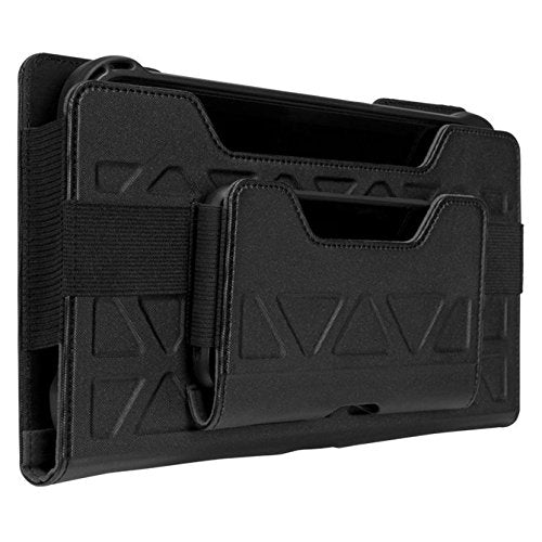 Targus Field-Ready Universal-Holster mit schmaler und sicherer Passform, elastische Seiten, um 360 Grad drehbarer Gürtelclip für Tablets und Mobiltelefone, Querformat (THZ712GLZ)