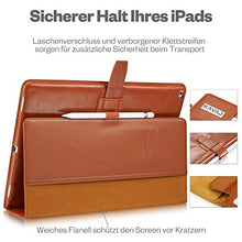 Laden Sie das Bild in den Galerie-Viewer, KAVAJ Lederhülle London geeignet für Apple iPad 8 iPad 7 2020/2019 10.2" Hülle Cover Cognac-Braun aus echtem Leder mit Stifthalter. Dünnes Echtleder Smart Case Schutzhülle Tasche