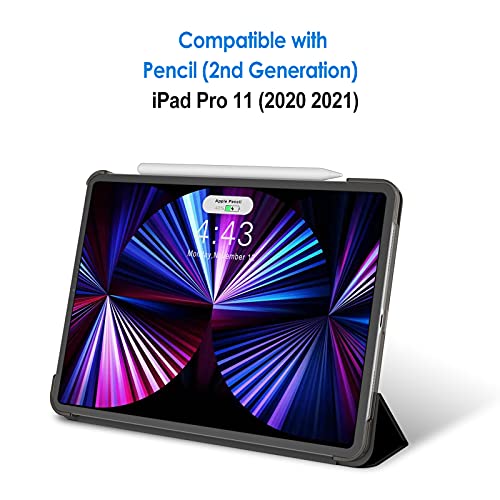 JETech Hülle Kompatibel iPad Pro 11 Zoll, Modelle 2021/2020, Kompatibel mit Pencil, Intelligent Abdeckung Schlafen/Wachen, Schwarz