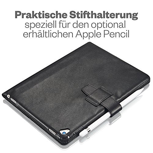 KAVAJ Lederhülle London geeignet für Apple iPad 8 iPad 7 2020/2019 10.2" Hülle Cover Schwarz aus echtem Leder mit Stifthalter. Dünnes Echtleder Smart Case Schutzhülle Tasche
