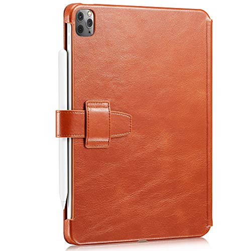 KAVAJ Lederhülle London geeignet für Apple iPad Pro 11" 2021/2020 Hülle Cover Cognac-Braun aus echtem Leder mit Stifthalter. Dünnes Echtleder Smart Case Schutzhülle Tasche