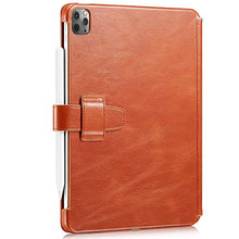 Laden Sie das Bild in den Galerie-Viewer, KAVAJ Lederhülle London geeignet für Apple iPad Pro 11" 2021/2020 Hülle Cover Cognac-Braun aus echtem Leder mit Stifthalter. Dünnes Echtleder Smart Case Schutzhülle Tasche
