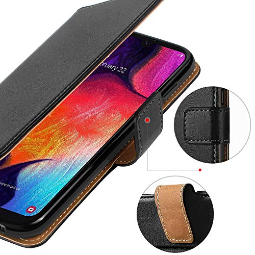 HOOMIL Handyhülle für Samsung Galaxy A50 Hülle, Samsung Galaxy A30s Hülle, Premium Leder Flip Schutzhülle für Samsung Galaxy A50/A30s Tasche, Schwarz