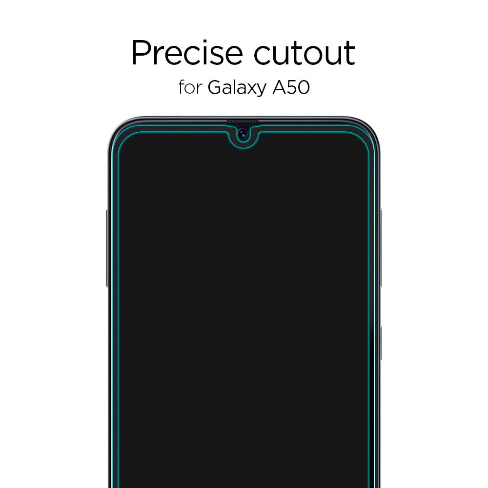Spigen, Panzerglas Schutzfolie kompatibel mit Samsung Galaxy A50/M30s, Schwarz Volle Abdeckung, Kristallklar, 9H gehärtetes Glas, Antikratz, Glas 0.33mm, Galaxy A50/M30s Panzerglas (611GL26283)