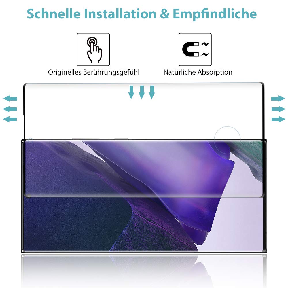 Carantee Panzerglas Schutzfolie für Samsung Galaxy Note 20 Ultra, 3D Vollständige Abdeckung 9H Panzerglasfolie, Anti-Bläschen, Kratzfeste HD Displayschutzfolie für Samsung Note 20 Ultra