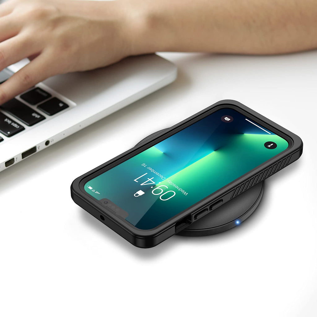 Lanhiem für iPhone 13 Pro Hülle (6.1"), iPhone 13 Pro Case IP68 Wasserdicht Handy Hülle 360 Grad Schutzhülle, Stoßfest Staubdicht Outdoor Panzerhülle mit Eingebautem Displayschutz, Schwarz