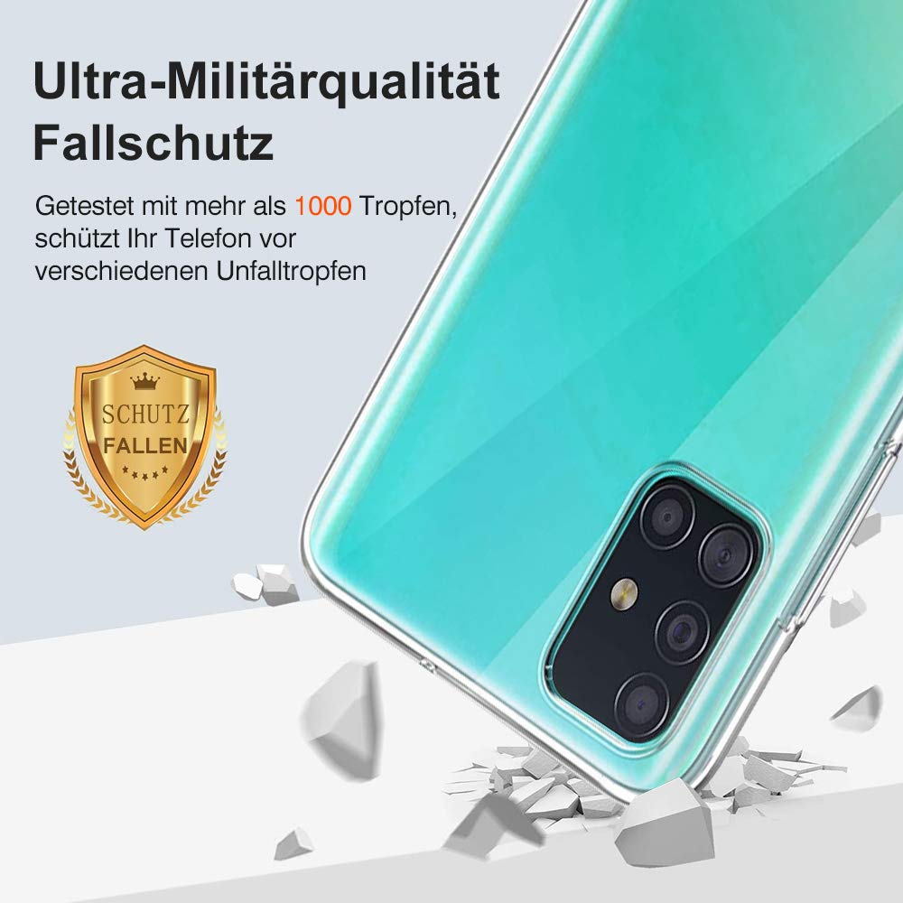 wsky Crystal Clear Hülle Kompatibel mit Samsung Galaxy A51, HD Transpa