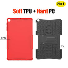 Laden Sie das Bild in den Galerie-Viewer, HoYiXi Samsung Galaxy Tab A 10.1 2019 Tablette Hülle Stoßfeste Doppelte Schutzhülle mit Ständer Anti-Drop Cover Case für Samsung Galaxy Tab A 10.1 T510/T515 2019 - schwarz