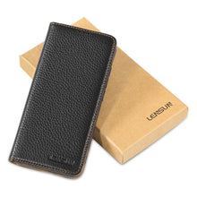 Laden Sie das Bild in den Galerie-Viewer, LENSUN Echtleder Hülle für Xiaomi Redmi Note 9, Leder Handyhülle Magnetverschluss Kartenfach Handytasche kompatibel mit Xiaomi Redmi Note 9 – Schwarz(MN9-DC-BK)