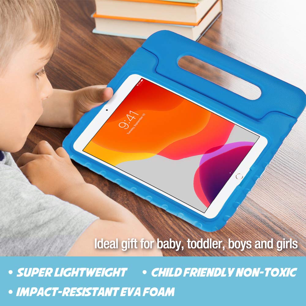 ProCase Kinder Hülle mit Kickstand für iPad 10.2" 2020 2019 / iPad Pro 10.5"/ iPad Air 3, Ultra Leicht Stoßfest Robust Kind Schutzhülle Umwandelbar Handgriff Handle Standfunktion -Blau