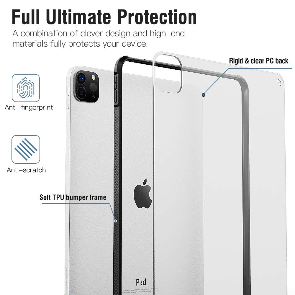 Dadanism Transparent Hülle für iPad Pro 11" 2021 (3. Generation), Schlank Stoßfest Schutzhülle mit Weich Rundum Schützend TPU Kante und Verdikte Ecken für iPad Pro 11 2021, Schwarz