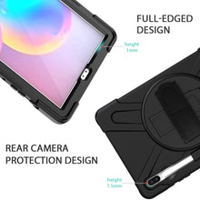 Laden Sie das Bild in den Galerie-Viewer, Gerutek Hülle Samsung Galaxy Tab S6 SM T860/SM T865 (10.5-Zoll), Stoßfeste Robust Panzerhülle mit Stifthalter, Drehbar Stände, Handschlaufe, Schultergurt Schutzhülle für Samsung Tab S6 10.5, Schwarz