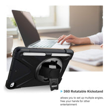 Laden Sie das Bild in den Galerie-Viewer, ProCase Hülle iPad Mini 5 th Gen/Mini 4 2015 Rundum Handschlaufe Case, Robust Heavy Duty Stoßfest Hybrid Full Body Schutzhülle Cover, mit 360°Drehständer und verstellbar Riemen Schultergurt –Schwarz